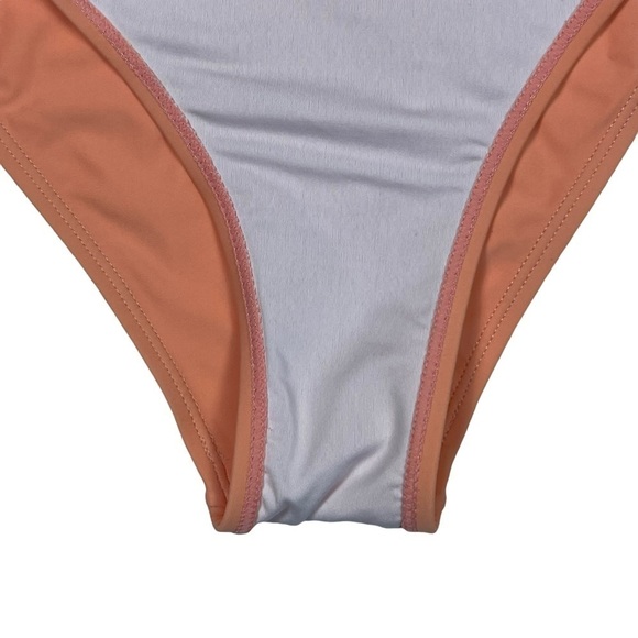 CUPSHE ONE SHOULDER AB31075M SALMON HIGH CUT ONE PIECE BATHING SWIMSUIT - Picture 10 of 16